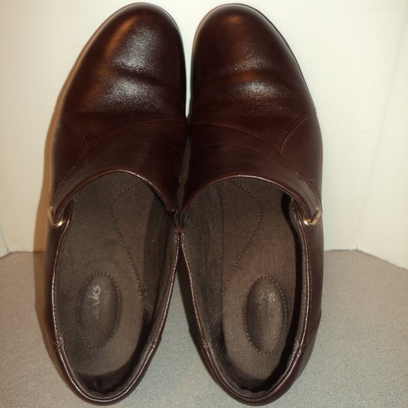 Clark's Womens Size 10M Brown Leather Shoes Slip On - Picture 7 of 11